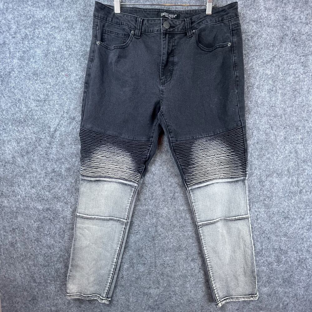 Smoke & Ash Jeans‎ Mens 34 Black White Skinny Streetwear Two Tone Grunge Rocker